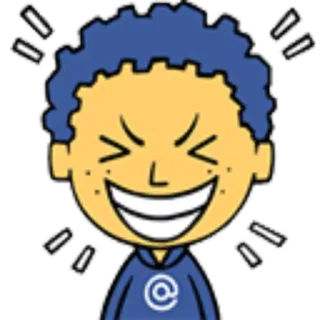 😆 การ์ตูน, ตัวละคร, อีโมติคอน, อิโมจิ, ใบหน้า, เด็กผู้ชาย, ยิ้ม, มีความสุข telegram sticker