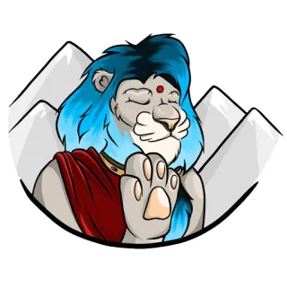 🏔 singa, kartun, pegunungan, binatang, meditasi, zen telegram sticker