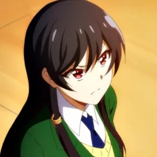 📗 Anime, Meisje, Schooluniform, Lang haar, Rode ogen telegram sticker