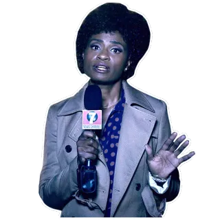 💀 7 EYEWITNESS NEWS reporter, wiadomości, mikrofon, kobieta, telewizja, nadawanie telegram sticker