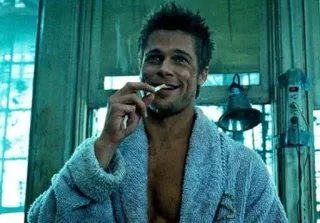 🧼 Tyler Durden Fight Club brad pitt, fumando, película, el club de la lucha, cigarrillo telegram sticker