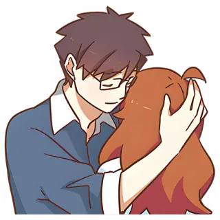 🤗 커플, 포옹, 사랑, 로맨스, 애정, 만화 telegram sticker