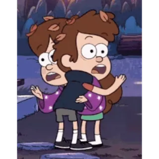 🫂 Mabel Pines Gravity Falls cartoon, animated, twins, Mabel, Dipper, Gravity Falls telegram sticker