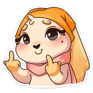 🖕 Мультфильм, Средний палец, Оскорбительный, Милый, Иллюстрация, Животное whatsapp sticker
