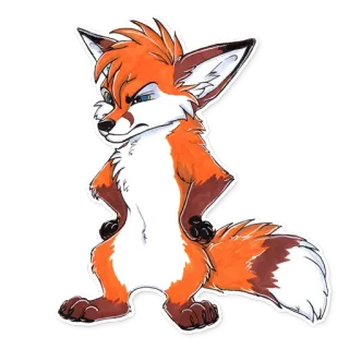 😠 renard, furry, animal, anthropomorphe, dessin animé, personnage, orange, blanc telegram sticker