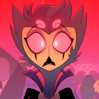 😟 Stolas Helluva Boss gufo, demone, principe, Helluva Boss, cartone animato telegram sticker