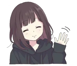 ✋️ Fille animé, Dessin animé, Faire signe, Amical, Salutation telegram sticker