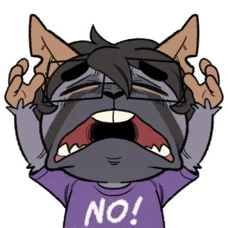 🚫 NO! การ์ตูน, แรคคูน, ไม่, ไม่พอใจ, โกรธ, หงุดหงิด telegram sticker