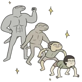 😂 Cartone animato, Evoluzione, Trasformazione, Personaggio, Animazione telegram sticker
