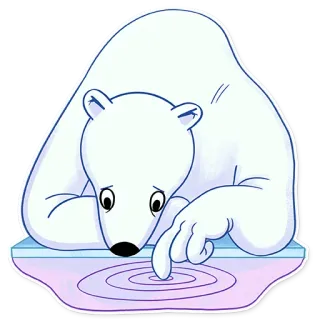 😞 белый медведь, лёд, вода, животное, мультфильм, таяние льда whatsapp sticker