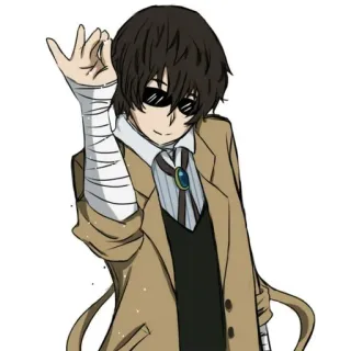 😎 Dazai Osamu Bungou Stray Dogs Anime, Personnage, Dazai, Bungou Stray Dogs, sourire, lunettes de soleil telegram sticker