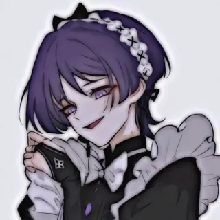 ☺️ Anime, Maid, Cabelo roxo, Scaramouche, Fanart, Arte digital, Fofo whatsapp sticker