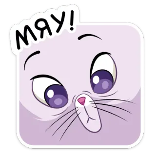 😼 Мяу! cat, kitten, meow, russian, cute, sticker whatsapp sticker