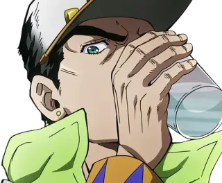 🤨 Jotaro Kujo JoJo's Bizarre Adventure Jotaro Kujo, JoJo's Bizarre Adventure, Anime, Boire, Personnage whatsapp sticker