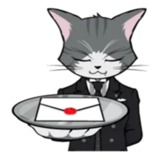 ✉️ 고양이, 집사, 편지, 정장, 동물, 서비스, 정중, 우아한 telegram sticker