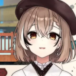 ⏳ Anime, Dibujo animado, Retrato, Chica, Linda, Pelo castaño, Sombrero, Engranaje telegram sticker