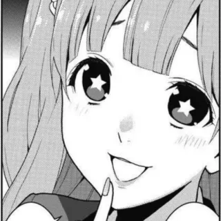 🌟 Anime, Chica, Manga, Lindo, Sonriendo, Ojos de estrella whatsapp sticker