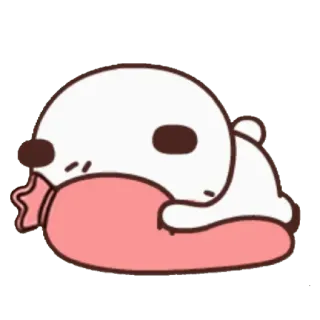 😀 süß, kawaii, schläfrig, tier, kissen, entspannend telegram sticker