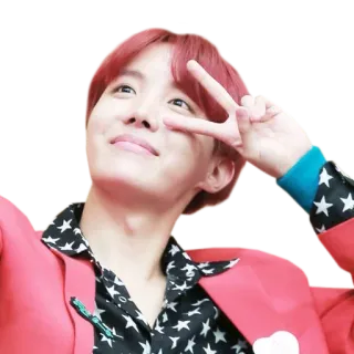 ✌️ j-hope, K-pop, segno di pace, idol, musica, capelli rossi, motivo a stella, carino whatsapp sticker
