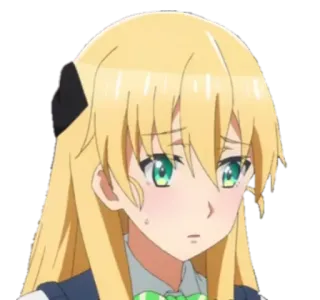 😔 anime, pelo rubio, preocupada, preocupada, dibujos animados, chica telegram sticker