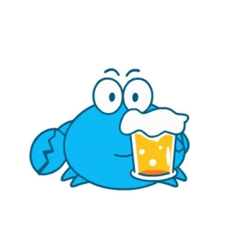 🍻 Krabbe, Bier, Cartoon, Tier, Getränk, Alkohol, Party whatsapp sticker