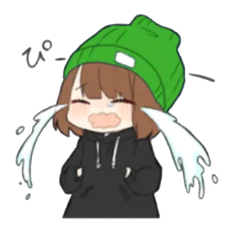 😭 ぴー khóc, anime, buồn, nước mắt, cảm xúc, dễ thương, kawaii telegram sticker