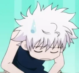 😰 Killua Hunter x Hunter คิลัวร์, ฮันเตอร์ x ฮันเตอร์, อนิเมะ, เหนื่อย, หมดแรง, จิบิ telegram sticker