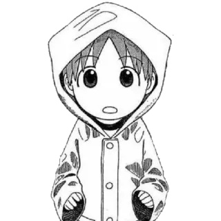 🍀 Manga, Anime, Con trai, Áo hoodie, Nhân vật, Trắng đen telegram sticker