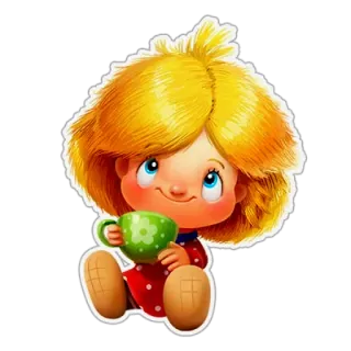 ☕️ 卡通, 女孩, 茶, 可爱, 儿童, 杯子, 饮料 telegram sticker
