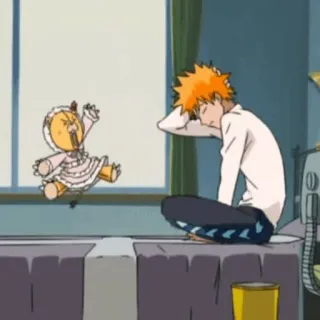 🍁 Ichigo Kurosaki Bleach Anime, Ichigo, Bleach, Kon, dormire, bambola telegram sticker