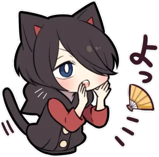 😊 よっ Anime, Orejas de gato, Kawaii, Saludo, Fan whatsapp sticker