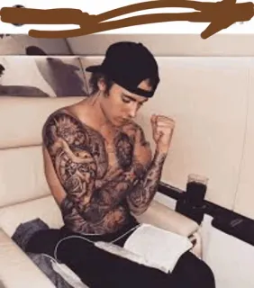 💪 Justin Bieber celebrity, tattoo, singer, Justin Bieber telegram sticker