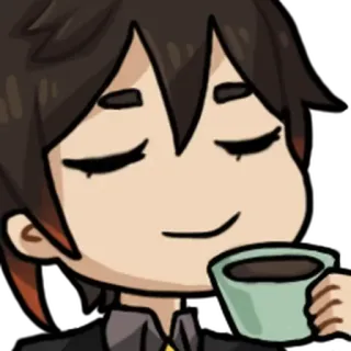 😌 sticker, tea, anime, character, relaxing telegram sticker
