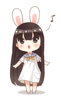 😊 Dessin animé, Chibi, Anime, Kawaii, Fille, Oreilles de lapin, Robe telegram sticker