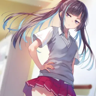 📕 fille anime, uniforme scolaire, jupe, personnage, manga, mignon, ado telegram sticker