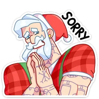 😫 Santa Claus SORRY Papá Noel, lo siento, tatuajes, Navidad, disculpa, estacional, fiesta telegram sticker