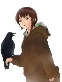 👄 Lain Iwakura Serial Experiments Lain Anime, Garota, Lain Iwakura, Corvo, Serial Experiments Lain whatsapp sticker
