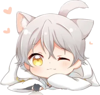 😉 Anime, Chibi, Fofo, Kawaii, Mangá, Animado, Personagem, Orelhas de gato whatsapp sticker