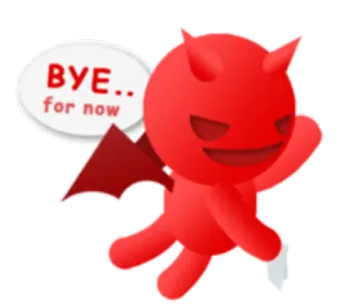 🏃 BYE.. for now 악마, 안녕, 만화, 빨간색, 날개, 캐릭터 telegram sticker