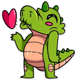 😘 crocodile, dessin animé, animal, coeur, mignon telegram sticker