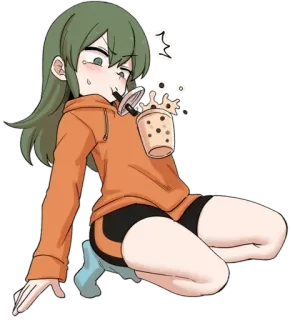 😂 Gadis anime, Teh boba, Kawaii, Lucu, Seni digital, Stiker telegram sticker