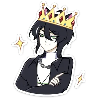 👑 アニメ, マンガ, 王冠, 王, キャラクター, 漫画, アート telegram sticker