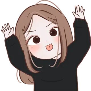 🤪 Cartoon, Meisje, Leuk, Tong, Kawaii telegram sticker