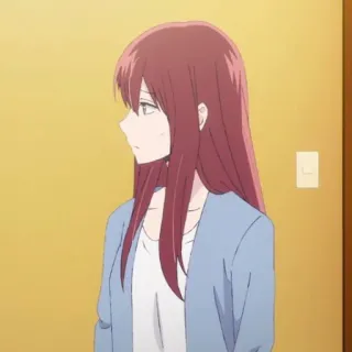 📍 chica anime, pelo rojo, mujer, dibujo animado, retrato, animación telegram sticker