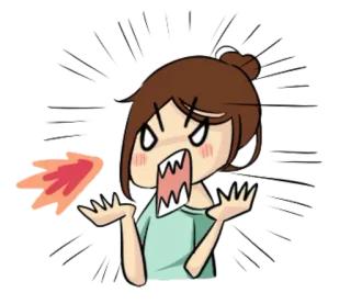 😡 arrabbiata, cartone animato, frustrata, contrariata, ragazza, espressione, rabbia whatsapp sticker