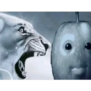 🫥 lion, fruit, pear, surreal, meme, nature, animal telegram sticker