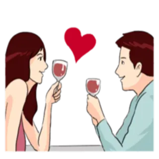 ❤️ casal, romance, vinho, amor, coração, brinde telegram sticker