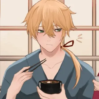 🍡 Anime, Manga, Portret, Ilustracja, Postać, Jedzenie, Pałeczki, Miseczka telegram sticker