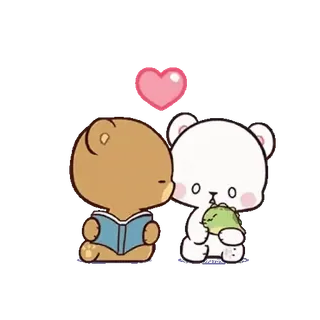 ❤️ 熊, 卡通, 可爱, 爱, 心, 吻 telegram sticker