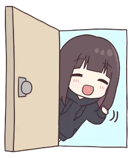 👋 Anime, Dibujos animados, Lindo, Chibi, Puerta, Saludo, Kawaii telegram sticker